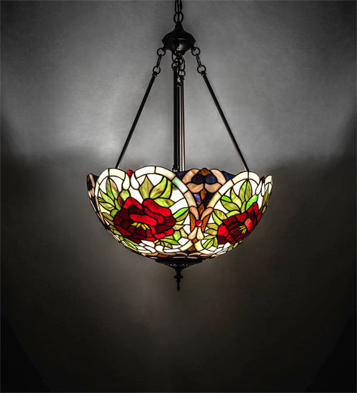 Three Light Pendant from the Renaissance Rose collection in Mahogany Bronze finish