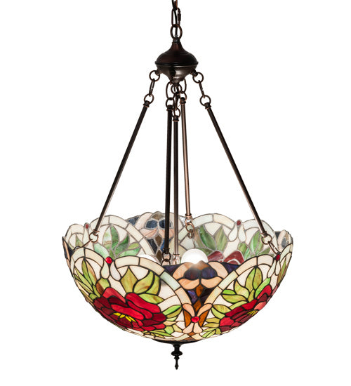 Three Light Pendant from the Renaissance Rose collection in Mahogany Bronze finish