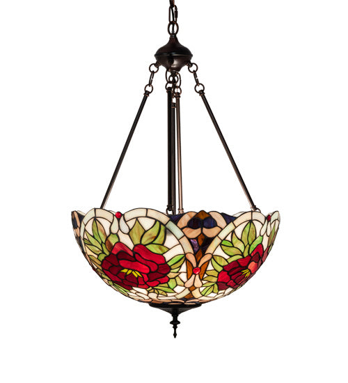Three Light Pendant from the Renaissance Rose collection in Mahogany Bronze finish
