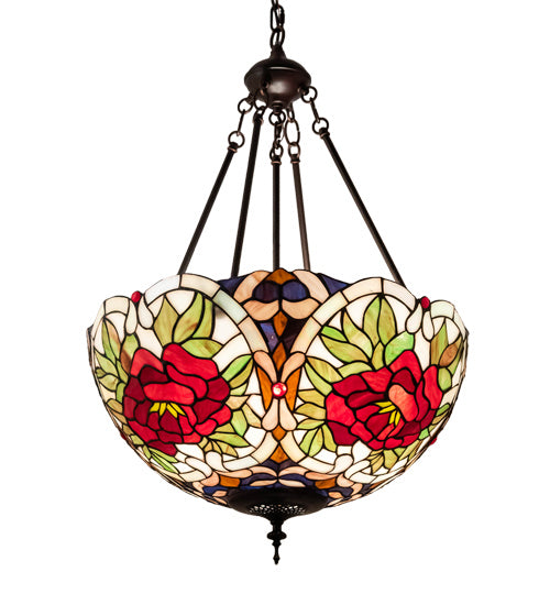 Three Light Pendant from the Renaissance Rose collection in Mahogany Bronze finish