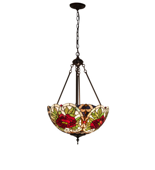 Three Light Pendant from the Renaissance Rose collection in Mahogany Bronze finish