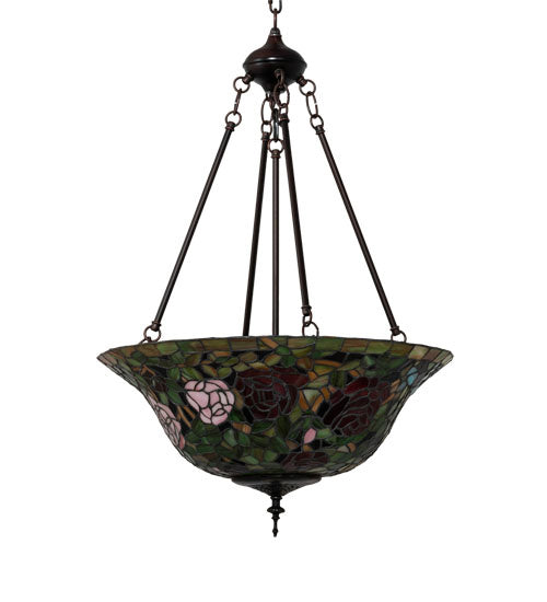 Three Light Pendant from the Tiffany Rosebush collection in Mahogany Bronze finish