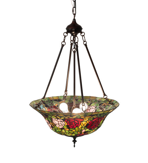 Three Light Pendant from the Tiffany Rosebush collection in Mahogany Bronze finish