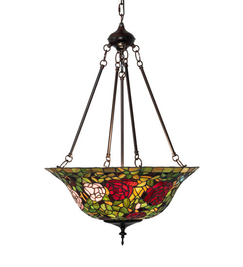 Three Light Pendant from the Tiffany Rosebush collection in Mahogany Bronze finish
