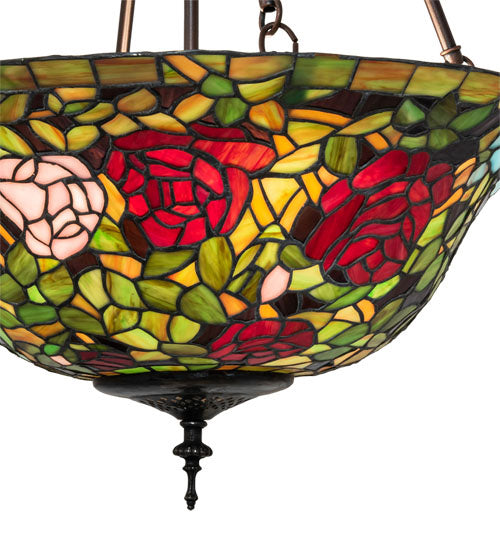 Three Light Pendant from the Tiffany Rosebush collection in Mahogany Bronze finish
