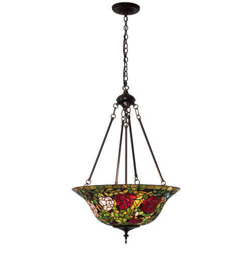 Three Light Pendant from the Tiffany Rosebush collection in Mahogany Bronze finish