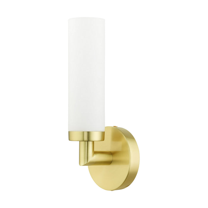 One Light Wall Sconce from the Aero collection in Satin Brass finish