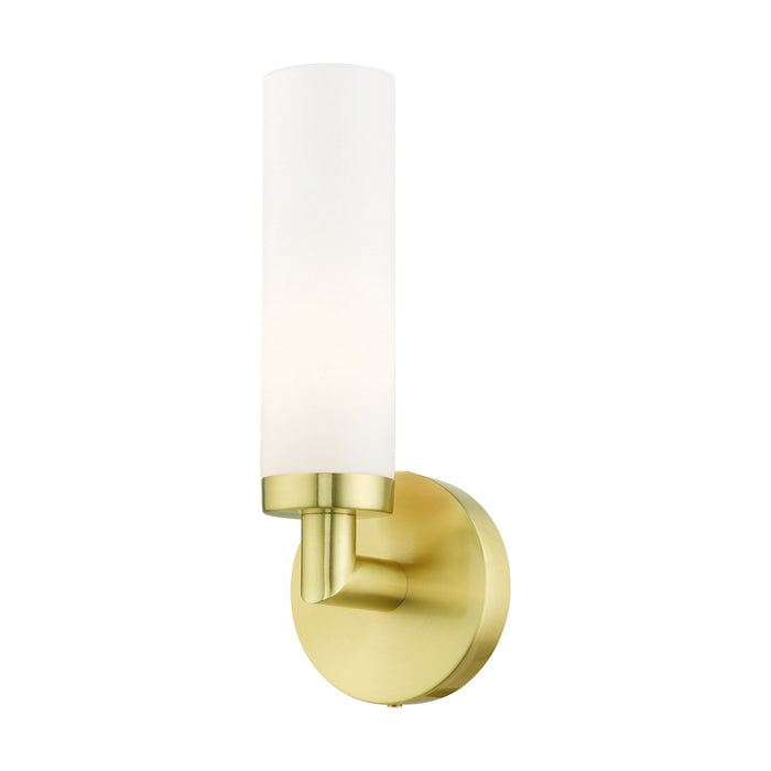 One Light Wall Sconce from the Aero collection in Satin Brass finish
