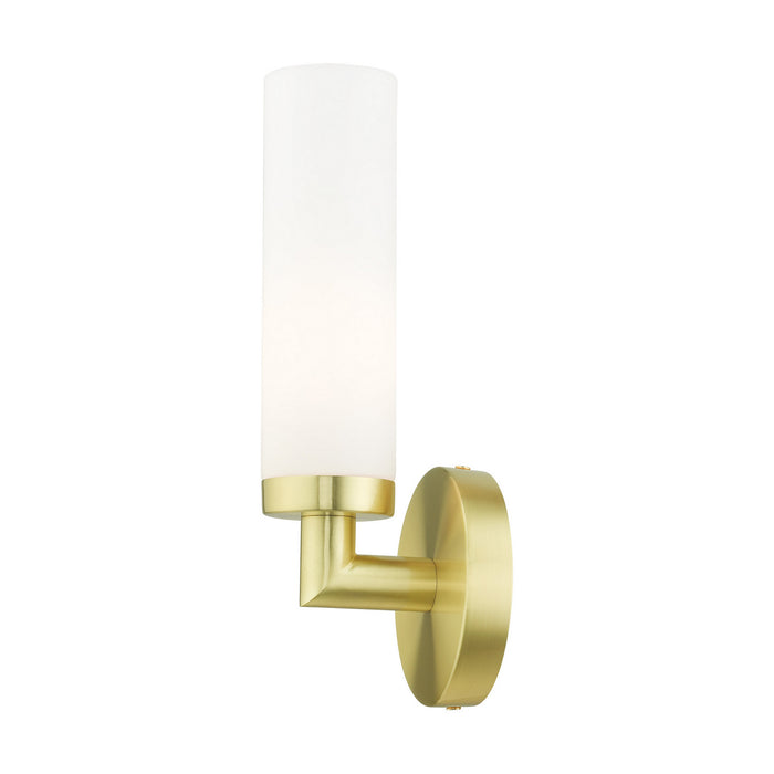 One Light Wall Sconce from the Aero collection in Satin Brass finish