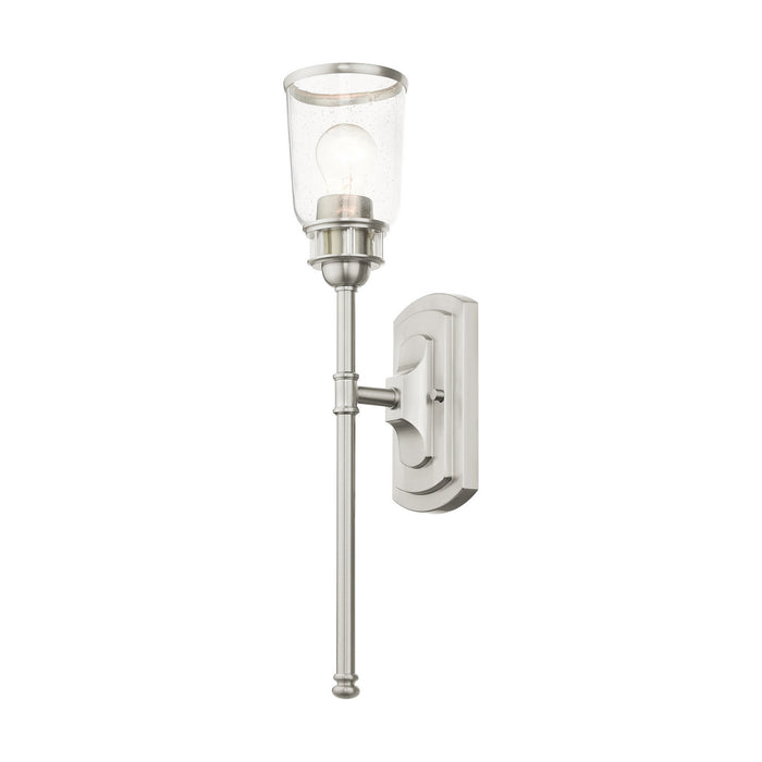 One Light Wall Sconce from the Lawrenceville collection in Brushed Nickel finish