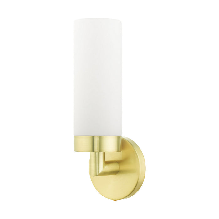 One Light Wall Sconce from the Aero collection in Satin Brass finish