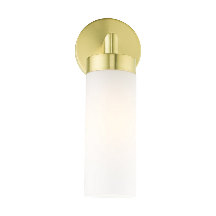 One Light Wall Sconce from the Aero collection in Satin Brass finish