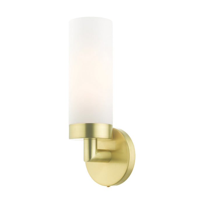 One Light Wall Sconce from the Aero collection in Satin Brass finish
