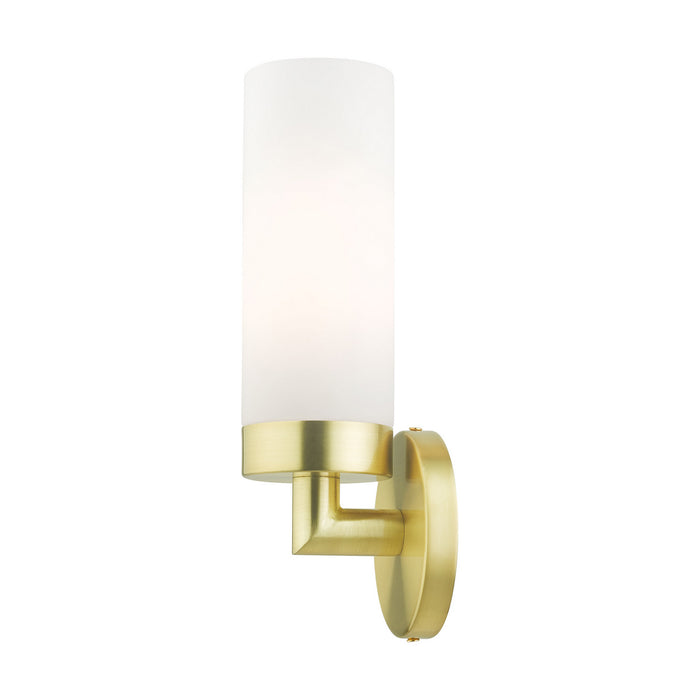 One Light Wall Sconce from the Aero collection in Satin Brass finish