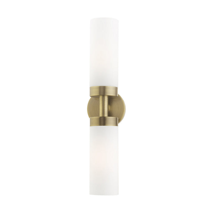 Two Light Vanity from the Aero collection in Antique Brass finish