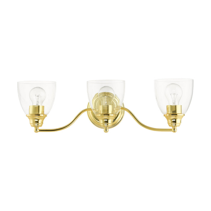 Three Light Vanity from the Montgomery collection in Polished Brass finish