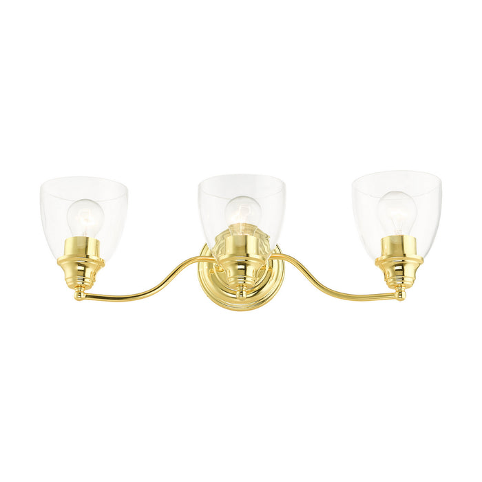 Three Light Vanity from the Montgomery collection in Polished Brass finish