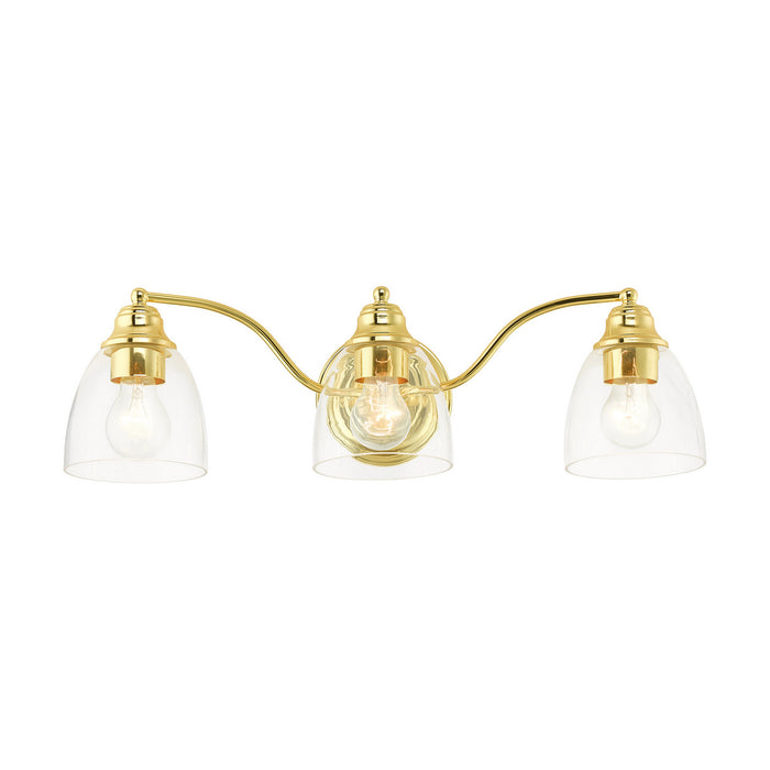 Three Light Vanity from the Montgomery collection in Polished Brass finish