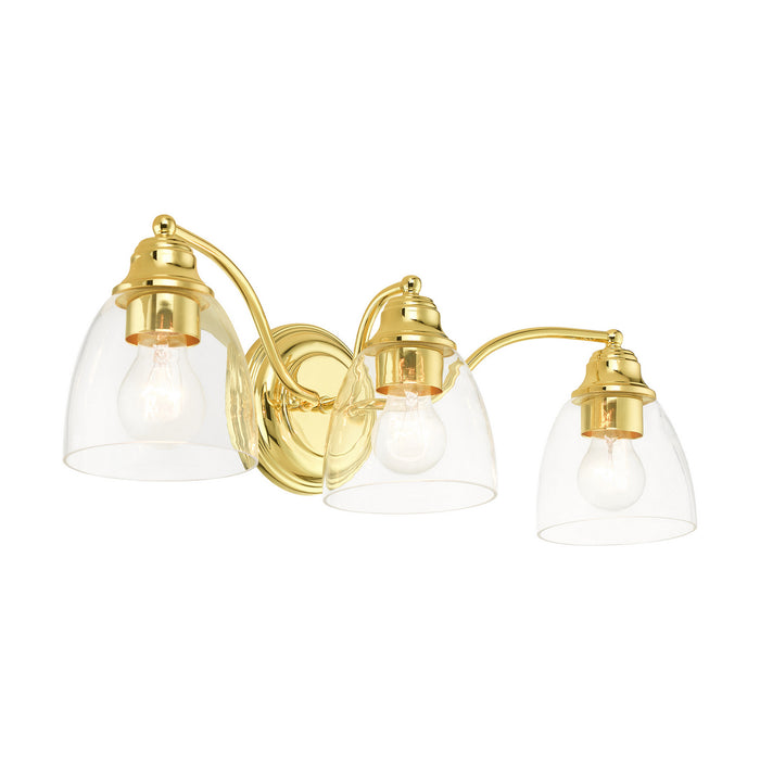 Three Light Vanity from the Montgomery collection in Polished Brass finish