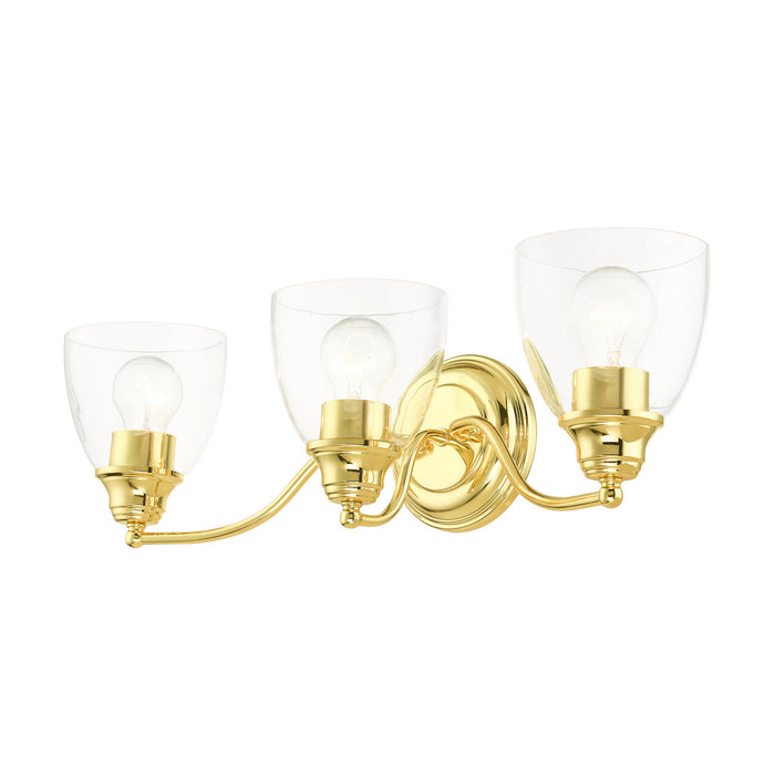 Three Light Vanity from the Montgomery collection in Polished Brass finish