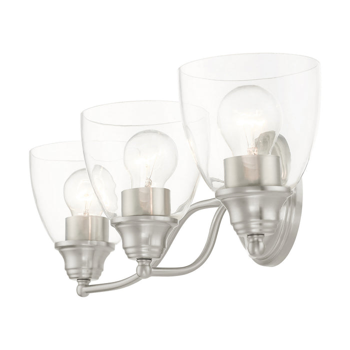 Three Light Vanity from the Montgomery collection in Brushed Nickel finish