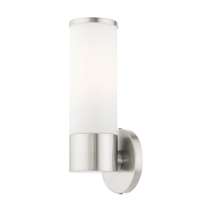 One Light Wall Sconce from the Lindale collection in Brushed Nickel finish