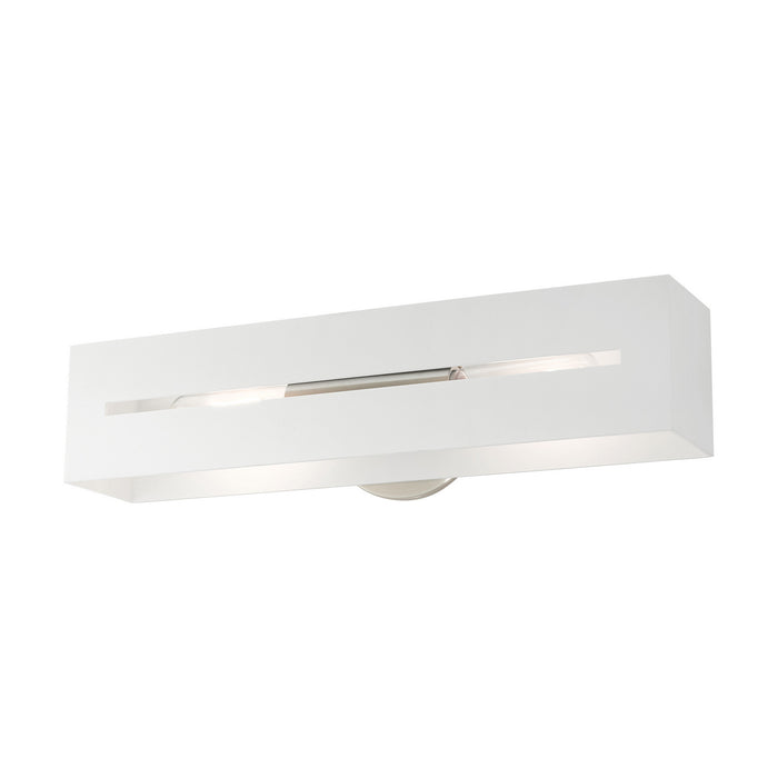 Two Light Vanity from the Soma collection in Textured White with Brushed Nickel finish