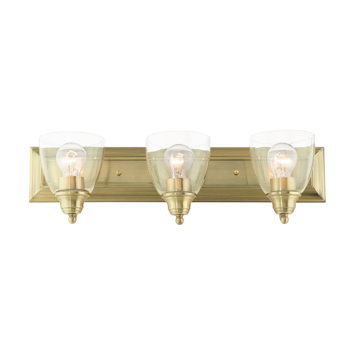 Three Light Vanity from the Birmingham collection in Antique Brass finish