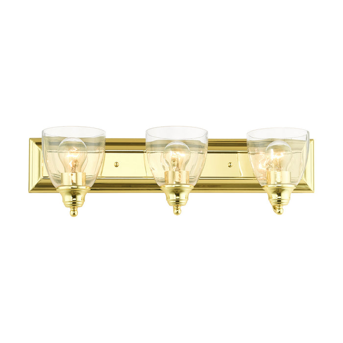 Three Light Vanity from the Birmingham collection in Polished Brass finish