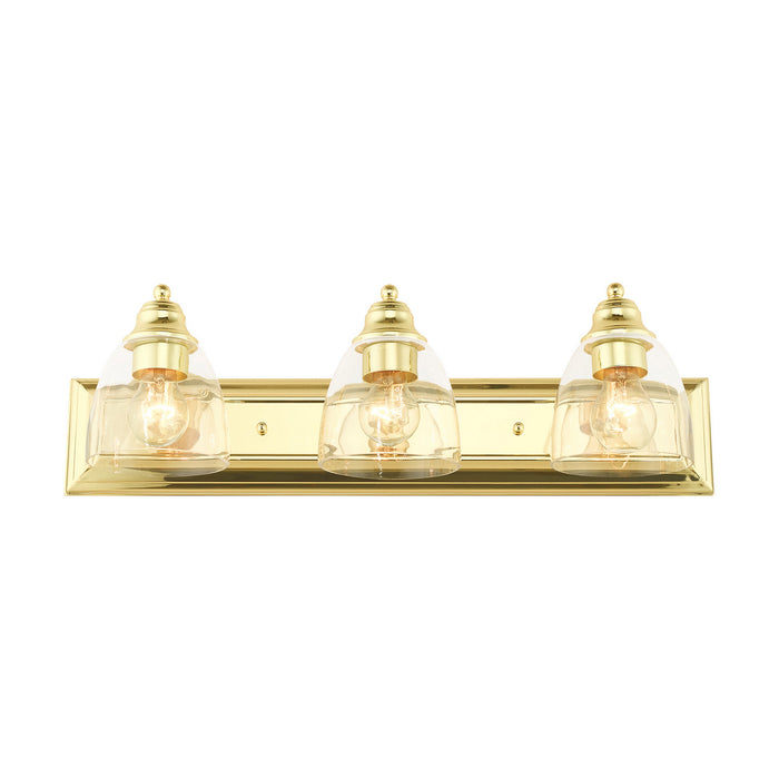 Three Light Vanity from the Birmingham collection in Polished Brass finish