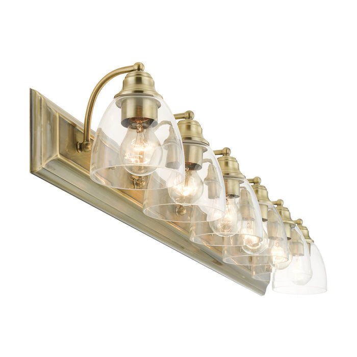 Six Light Vanity from the Birmingham collection in Antique Brass finish
