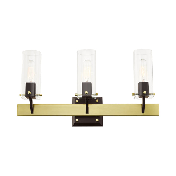 Three Light Vanity from the Beckett collection in Satin Brass finish