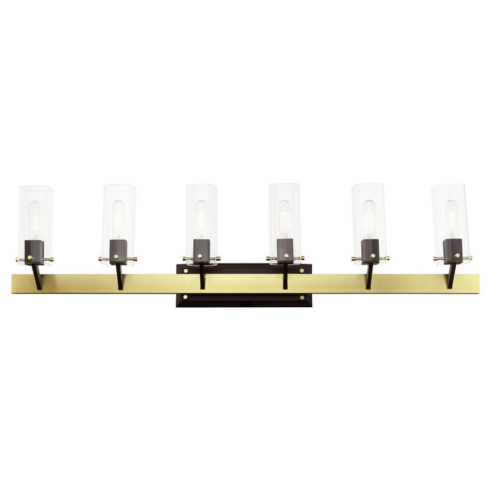 Six Light Vanity from the Beckett collection in Satin Brass finish