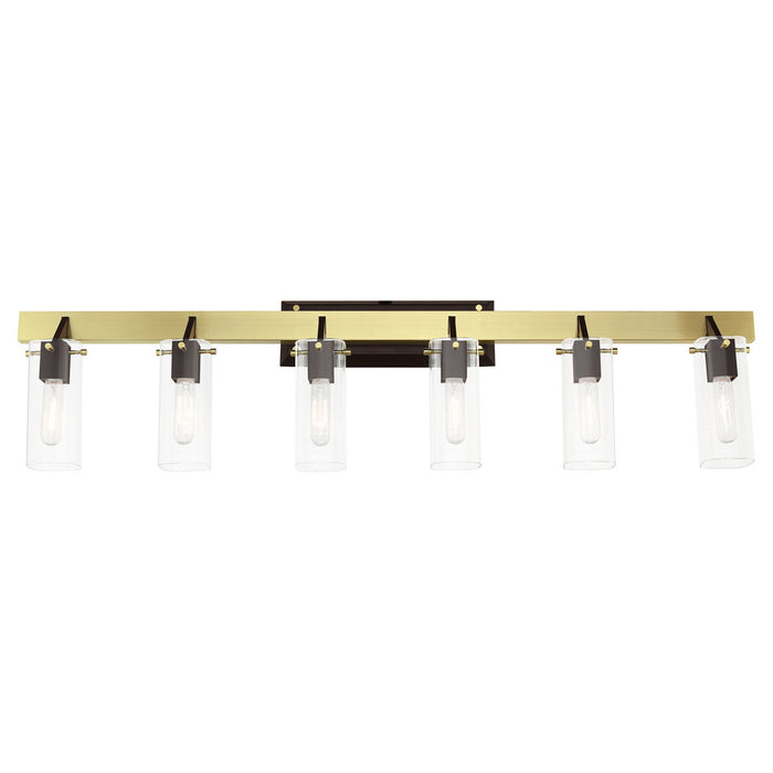 Six Light Vanity from the Beckett collection in Satin Brass finish