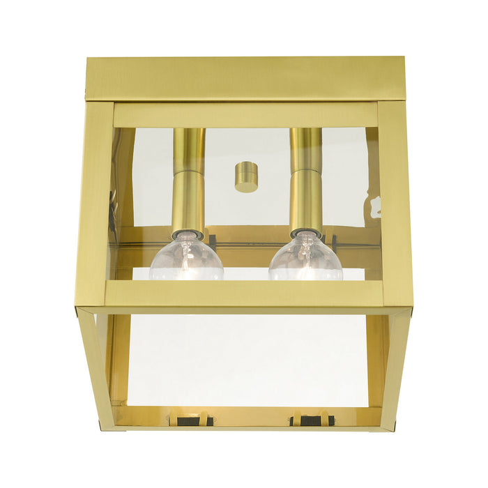 Two Light Flush Mount from the Nyack collection in Satin Brass finish