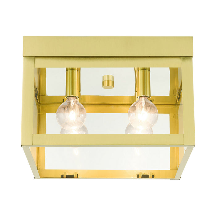 Four Light Flush Mount from the Nyack collection in Satin Brass finish