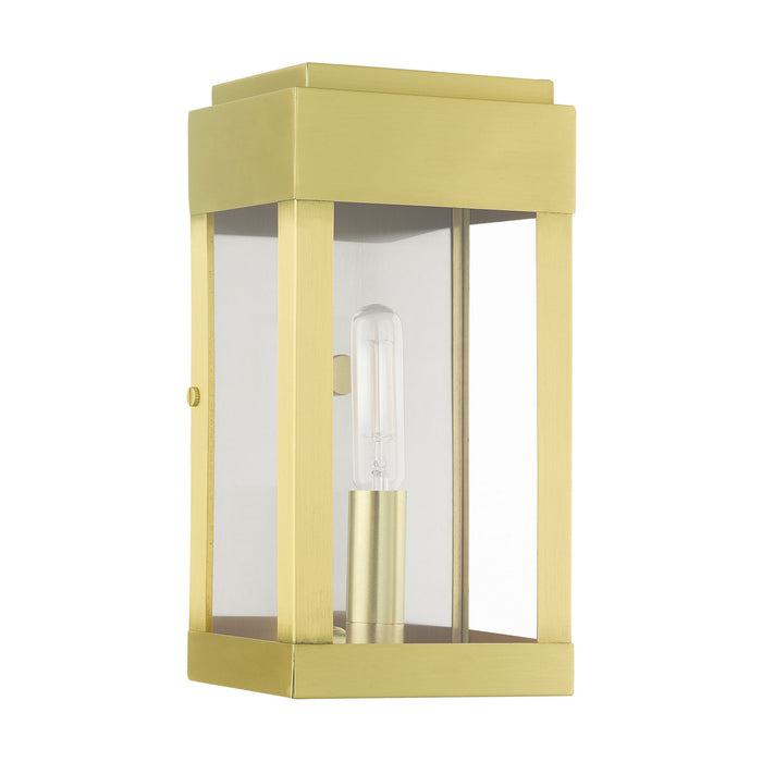 One Light Outdoor Wall Lantern from the York collection in Satin Brass finish