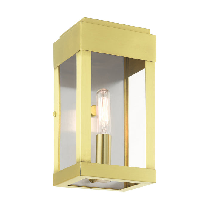One Light Outdoor Wall Lantern from the York collection in Satin Brass finish