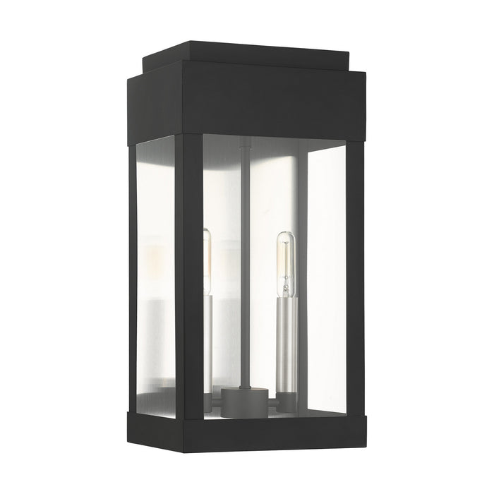 Two Light Outdoor Wall Lantern from the York collection in Black finish