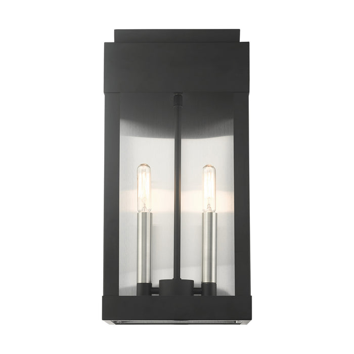 Two Light Outdoor Wall Lantern from the York collection in Black finish