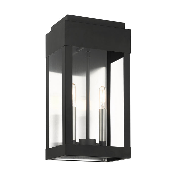 Two Light Outdoor Wall Lantern from the York collection in Black finish