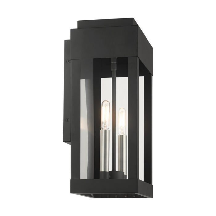 Two Light Outdoor Wall Lantern from the York collection in Black finish