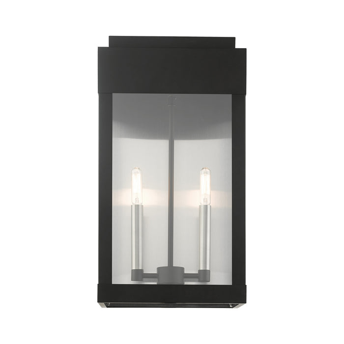 Two Light Outdoor Wall Lantern from the York collection in Black finish