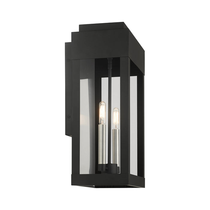 Two Light Outdoor Wall Lantern from the York collection in Black finish