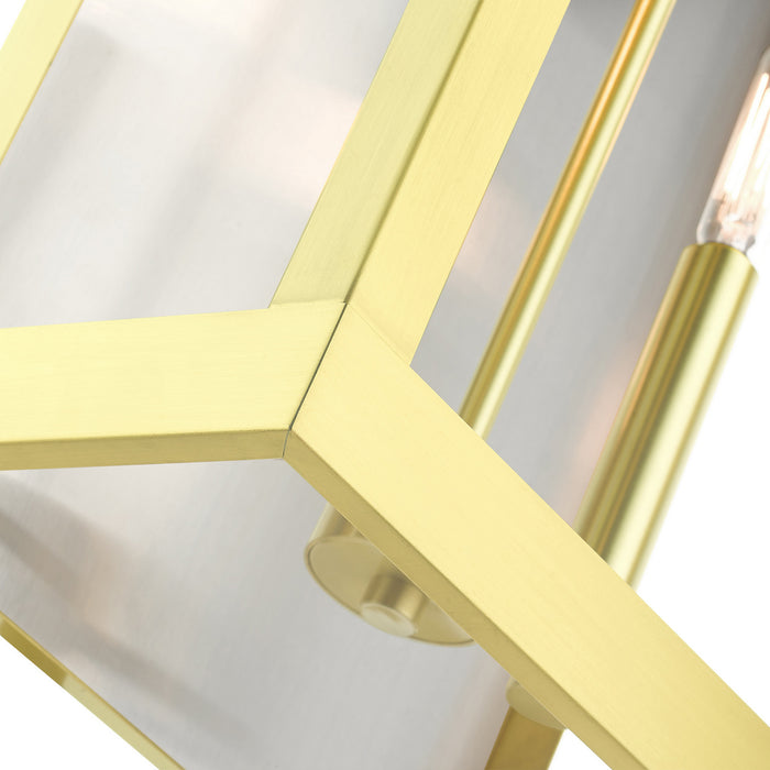 Two Light Outdoor Wall Lantern from the York collection in Satin Brass finish