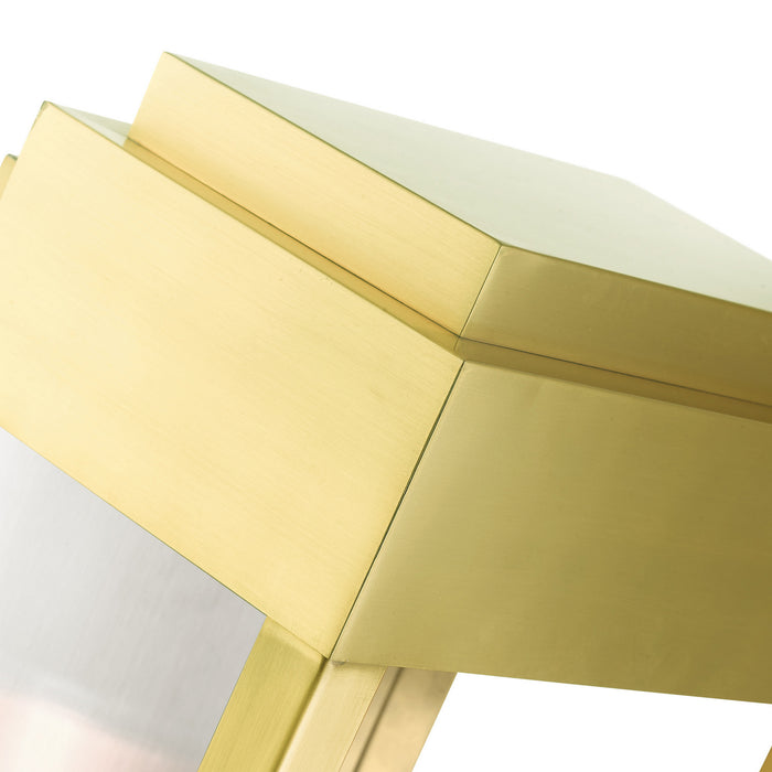 Two Light Outdoor Wall Lantern from the York collection in Satin Brass finish