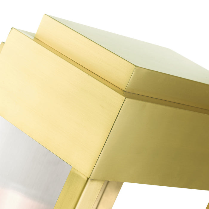 Two Light Outdoor Wall Lantern from the York collection in Satin Brass finish