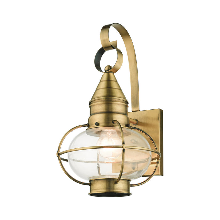 One Light Outdoor Wall Lantern from the Newburyport collection in Antique Brass finish