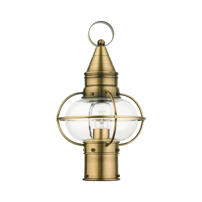 One Light Outdoor Post Top Lantern from the Newburyport collection in Antique Brass finish