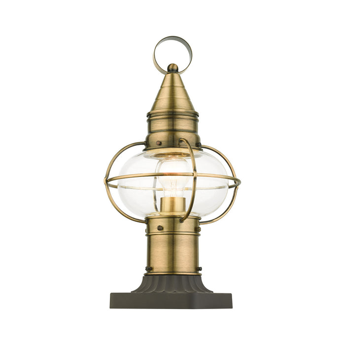 One Light Outdoor Post Top Lantern from the Newburyport collection in Antique Brass finish